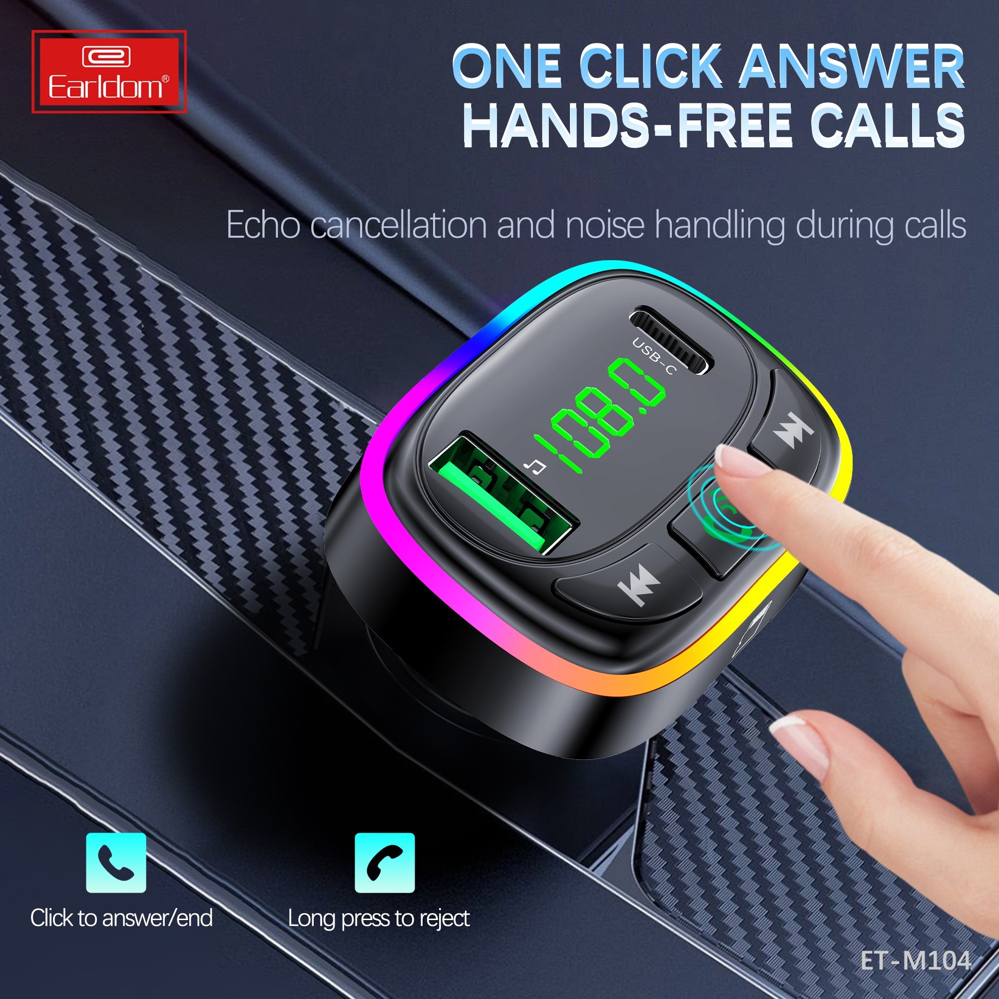 شارژر فندکی + FM Player بلوتوثی Earldom ET-M104