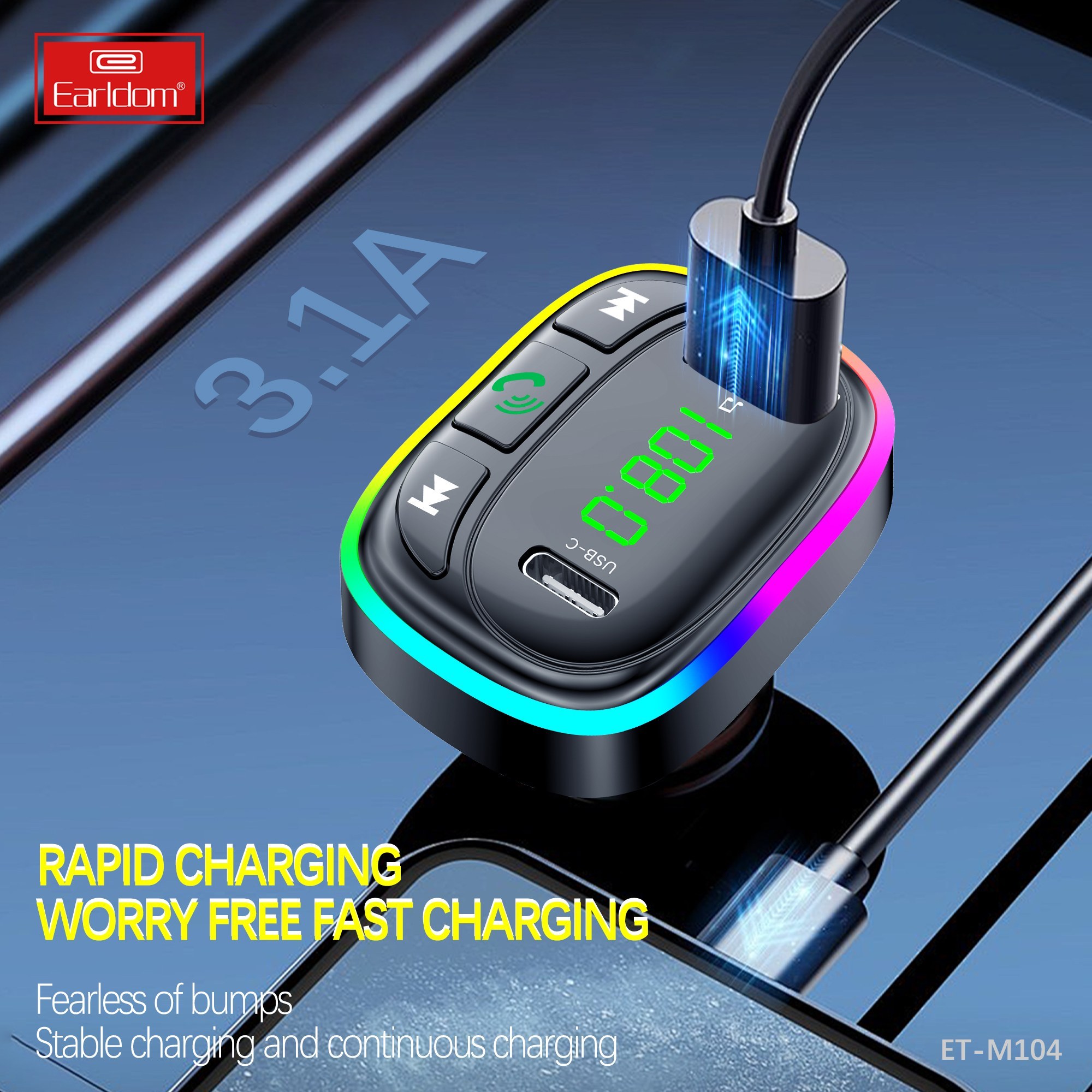 شارژر فندکی + FM Player بلوتوثی Earldom ET-M104