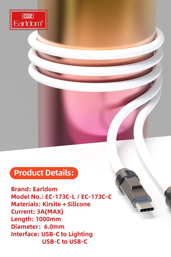 کابل شارژ تایپ سی به تایپ سی Earldom EC-173C-C 100w