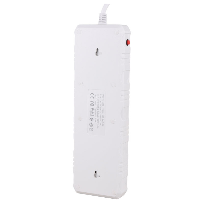 چند راهی 3 خانه برق ارت دار ارلدام ES-SC10 با کابل 2 متری + شارژر USB و Type-C