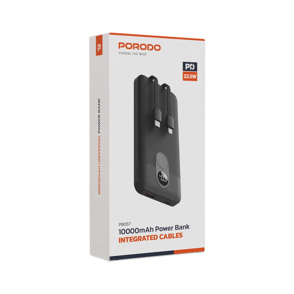 پاور بانک و کابل فست شارژ Porodo PD-PBFCH057 10000mAh