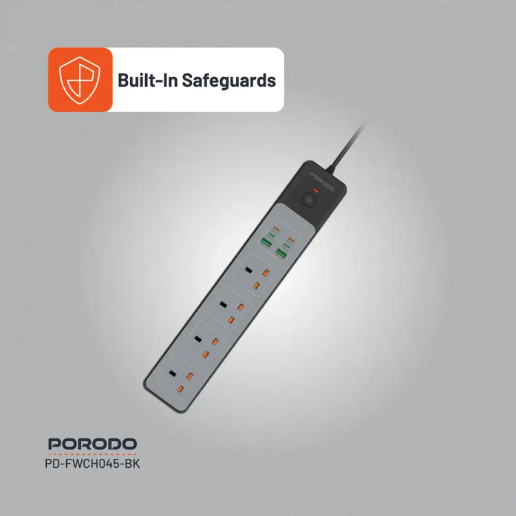 چند راهی برق هوشمند Porodo PD-FWCH045 4AC 65W 3000W