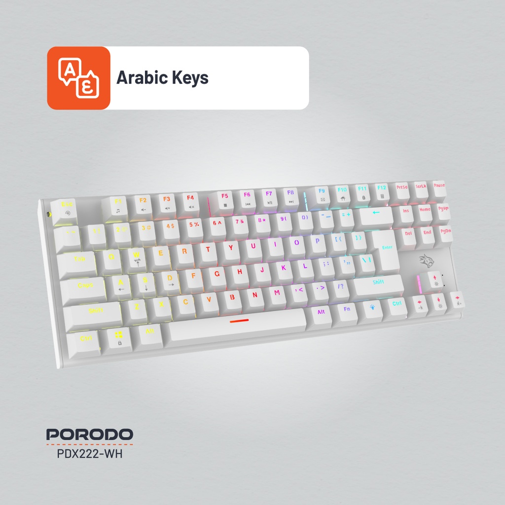 کیبورد گیمینگ مکانیکی 87 کلید Porodo PDX222