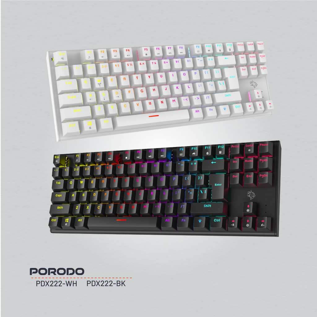 کیبورد گیمینگ مکانیکی 87 کلید Porodo PDX222