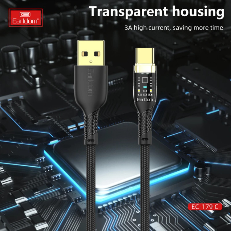کابل تایپ سی فست شارژ Earldom EC-179C 3A 1m