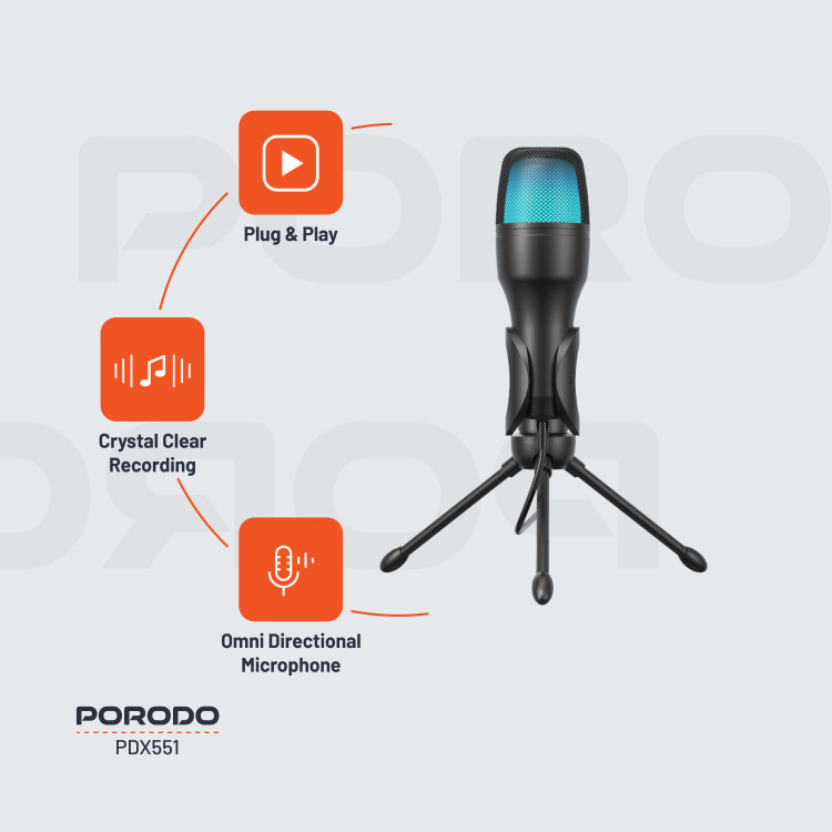 میکروفون رومیزی گیمینگ Porodo PDX551