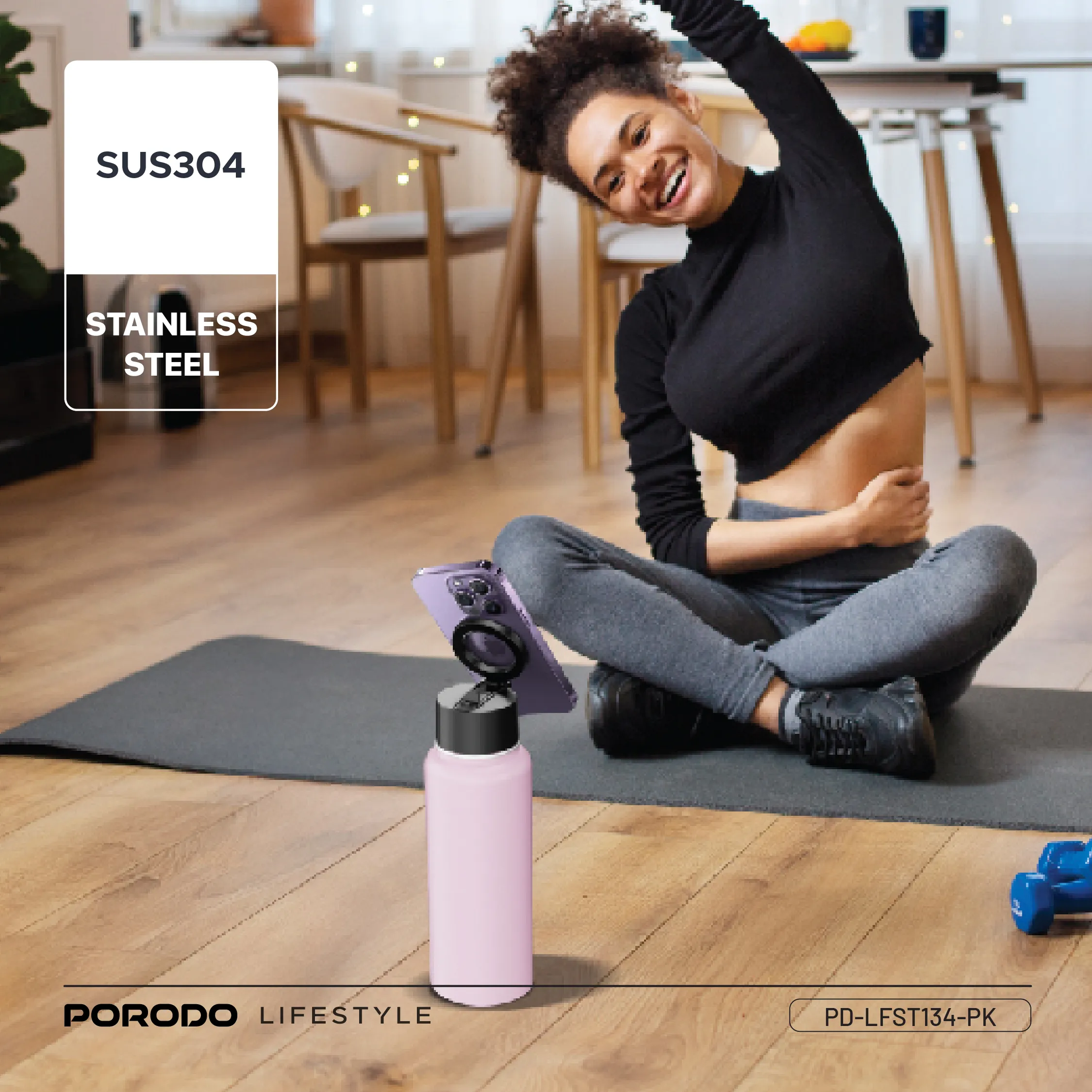 بطری آب و هلدر مگنتی Porodo PD-LFST134