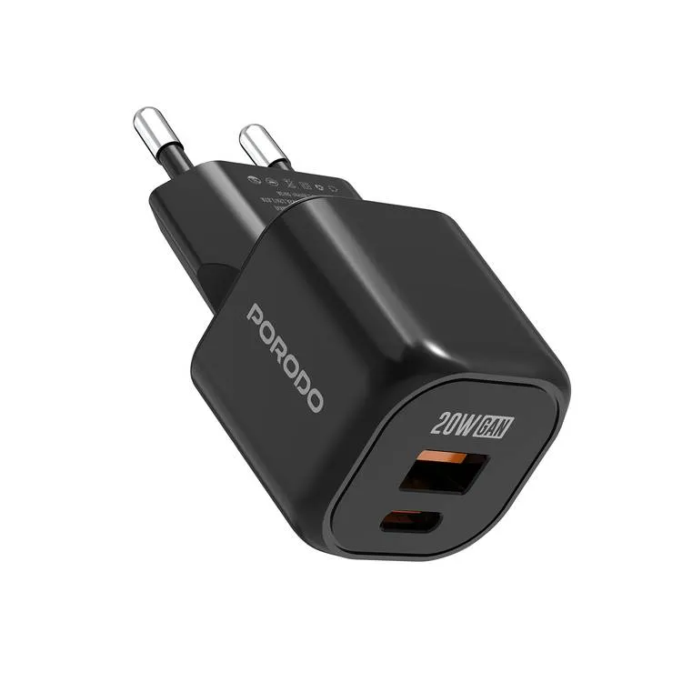 کلگی فست شارژ 2پورت و کابل Porodo PD-FWCH060 20W