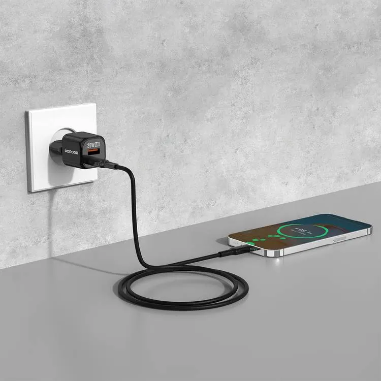 کلگی فست شارژ 2پورت و کابل Porodo PD-FWCH060 20W