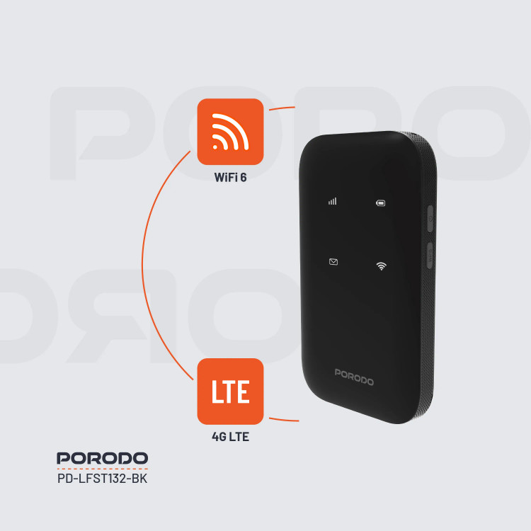 مودم جیبی Porodo PD-LFST132 4G LTE & WiFi 6