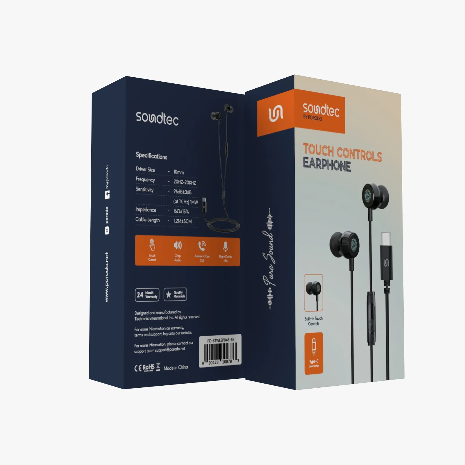 هندزفری تایپ سی با کنترل لمسی Porodo Soundtec PD-STWLEP048