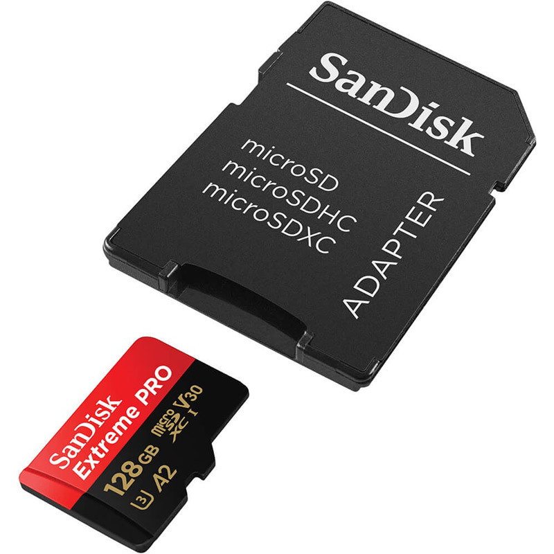 رم میکرو 128 گیگ سن دیسک SanDisk Extreme Pro V30 U3 A2 C10 200MB/s + خشاب