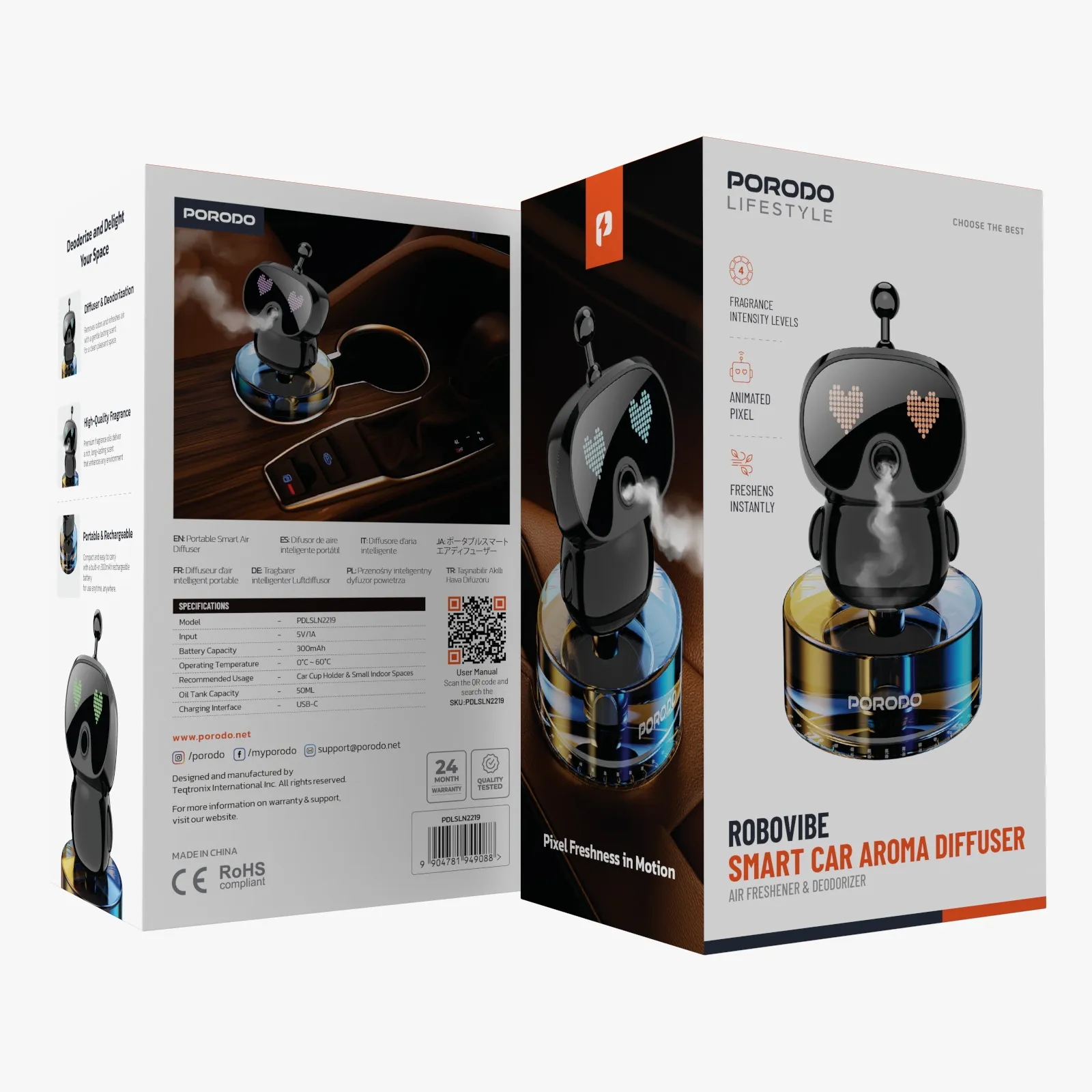 پخش کننده عطر هوشمند خودرو Porodo PDLSLN2219 Lifestyle Robovibe