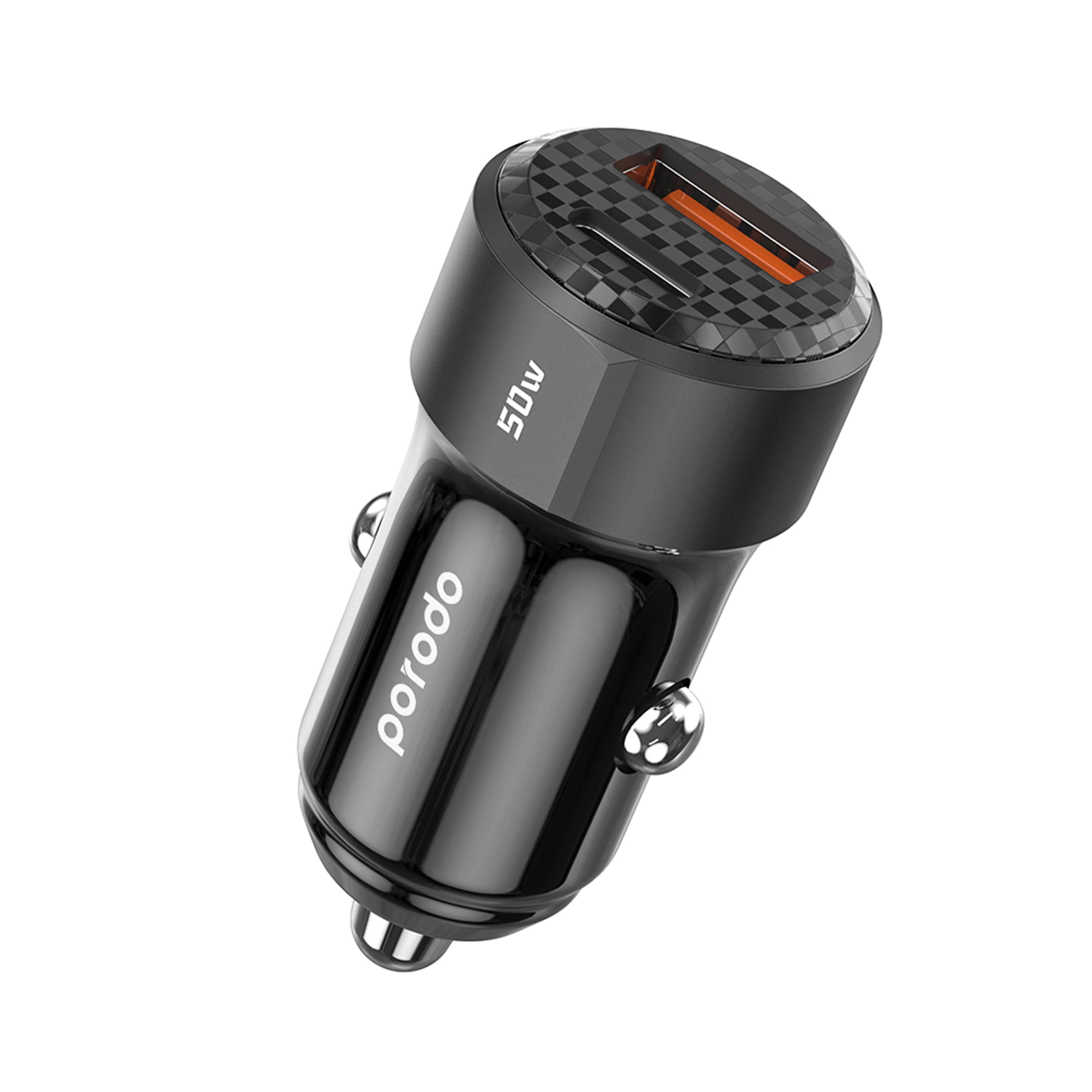 شارژر فندکی + کابل تایپ سی PORODO PD-CC50WC 50W