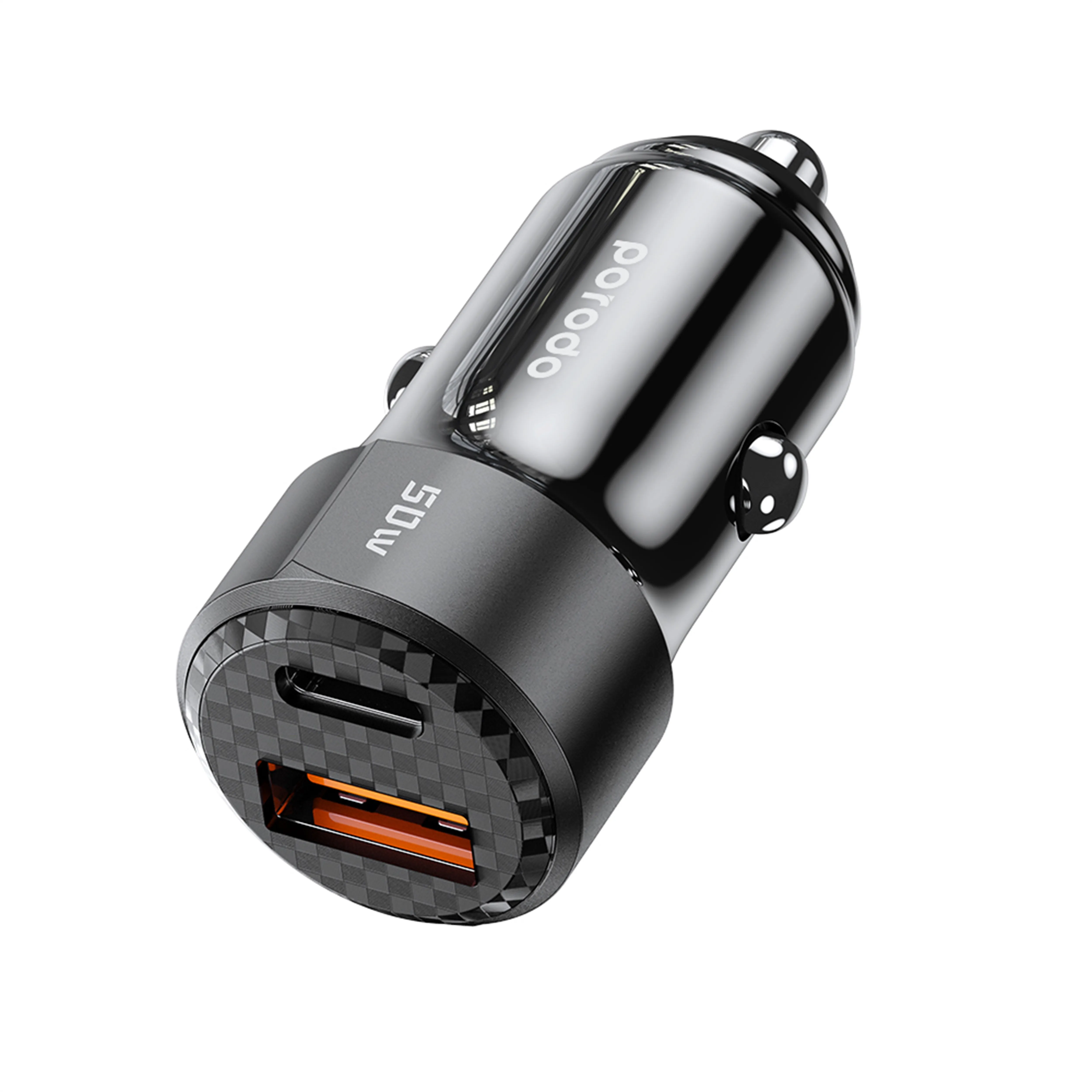 شارژر فندکی + کابل تایپ سی PORODO PD-CC50WC 50W