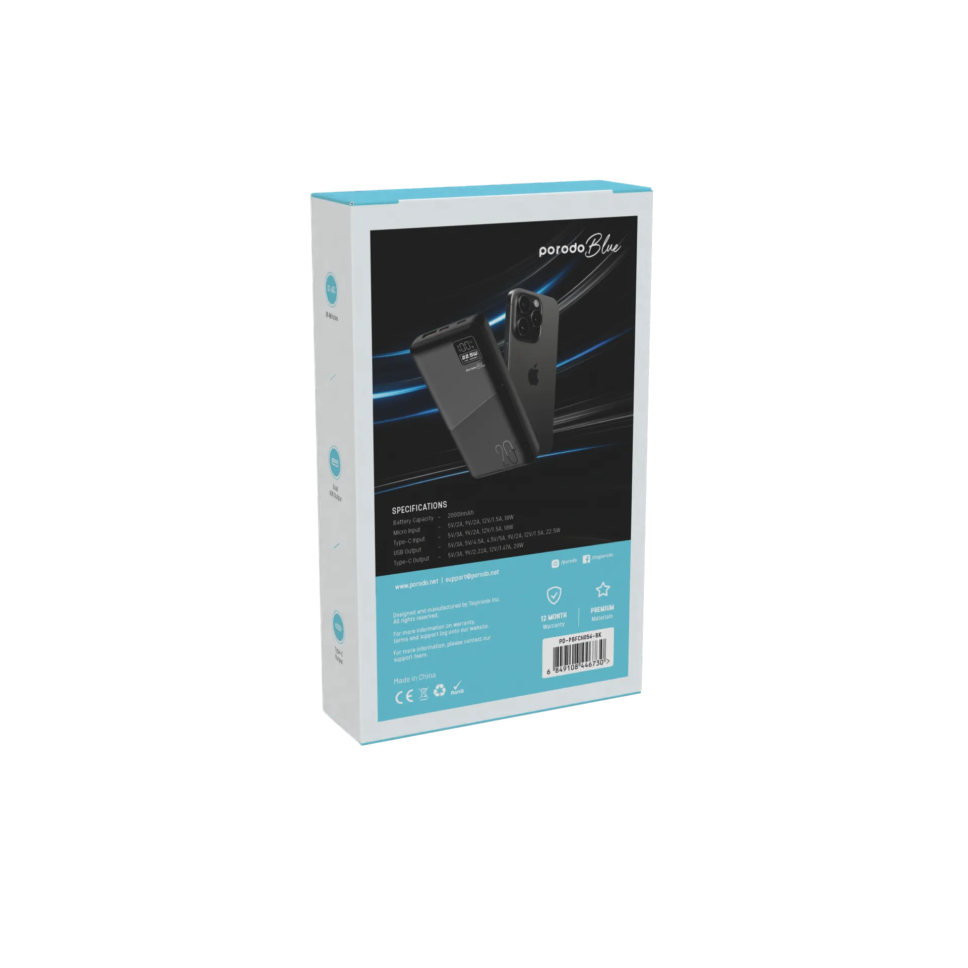 پاور بانک Porodo Blue PB-PBFCH054 20000mAh 22.5W