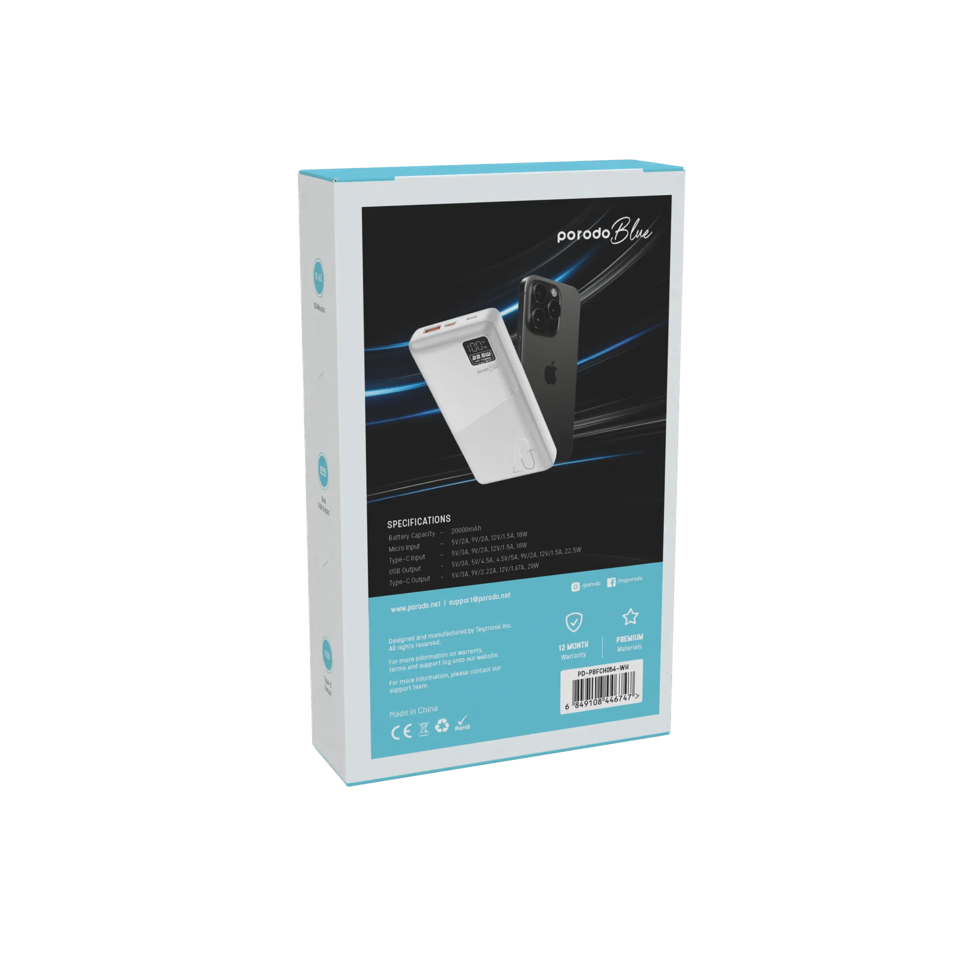 پاور بانک Porodo Blue PB-PBFCH054 20000mAh 22.5W