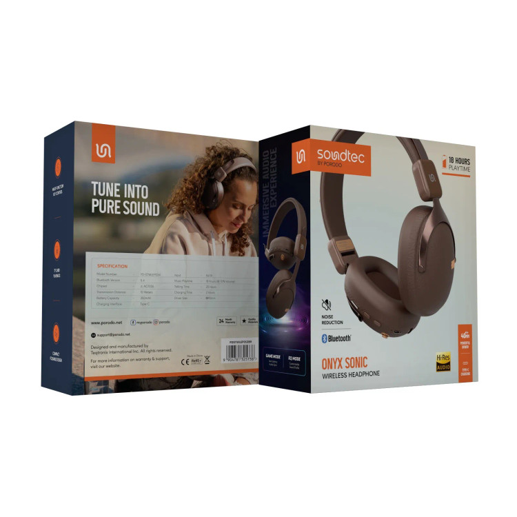 هدفون بی سیم Porodo Soundtec Onyx Sonic PDSTWLEP053