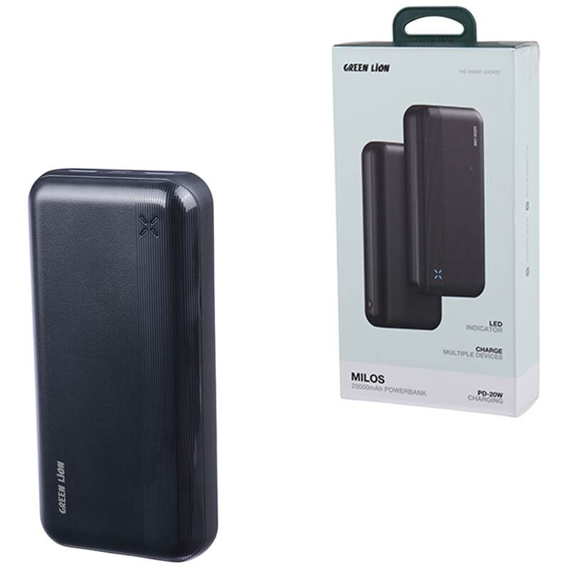 پاور بانک فست شارژ گرین لاین Milos GL-PB84 GNMIL20KPBBK PD 20W ظرفیت 20000 میلی آمپر ساعت