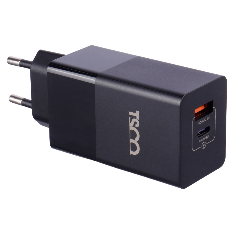 شارژر دیواری فست شارژ TSCO TTC 67 GaN 2Port QC3 PD 5A 65W Type-C + کابل تبدیل تایپ سی