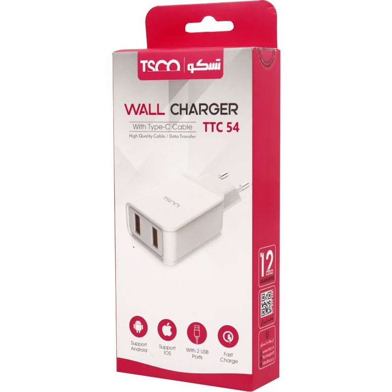 شارژر دیواری فست شارژ TSCO TTC54 Q3.0 + کابل میکرو یو اس بی