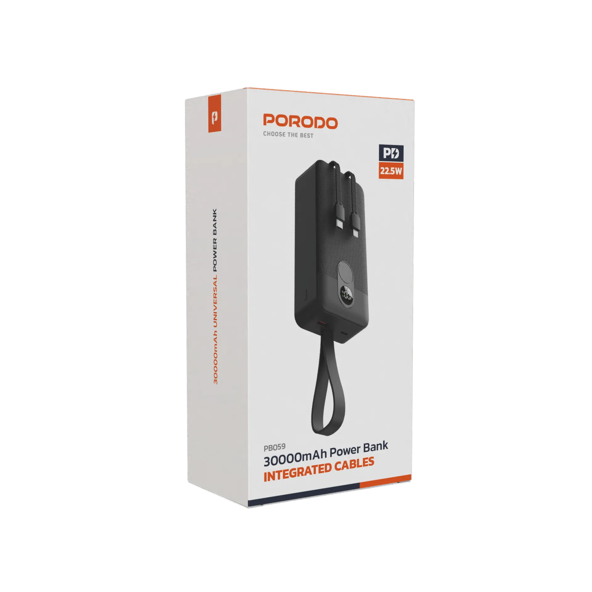 پاور بانک و کابل فست شارژ Porodo PD-PBFCH059 30000mAh