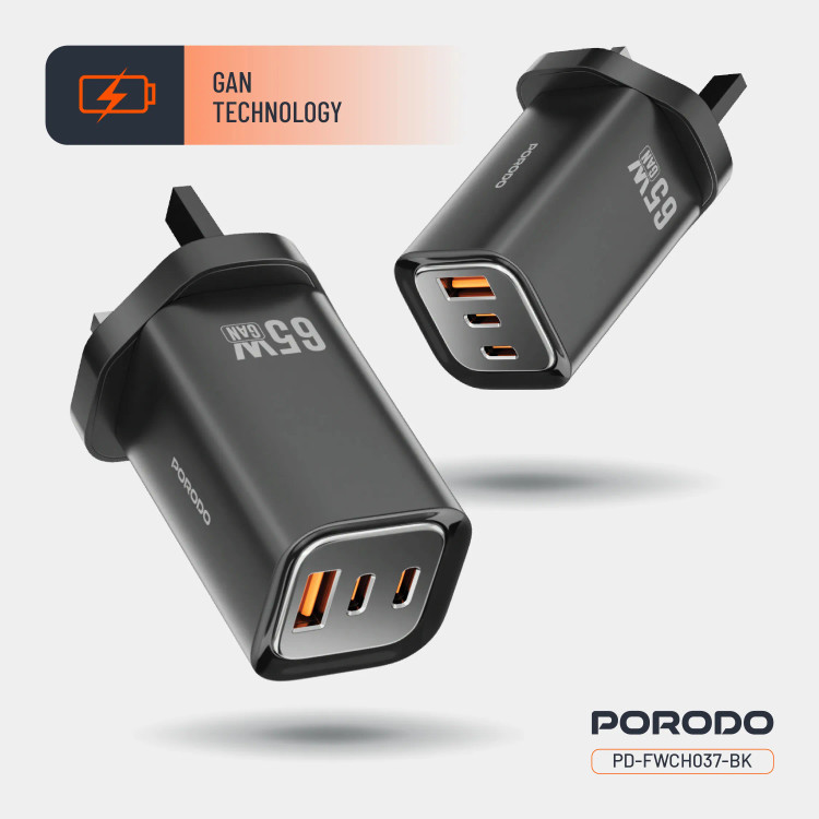 شارژر دیواری سه پورت Porodo PD-FWCH037 65W
