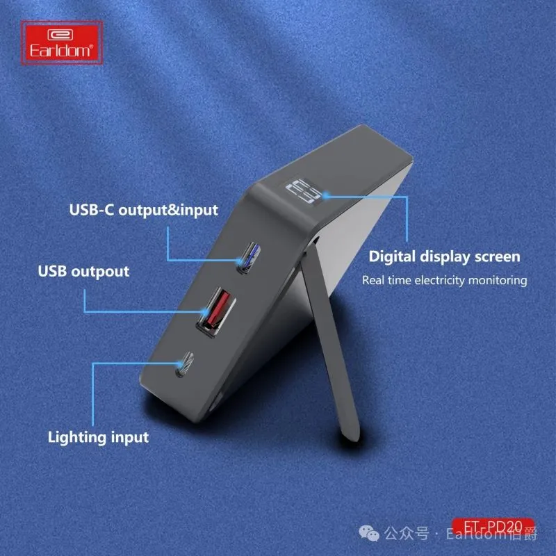پاور بانک بی سیم فست شارژ ارلدام ET-PD20 PD 22.5W ظرفیت 10000 میلی آمپر ساعت
