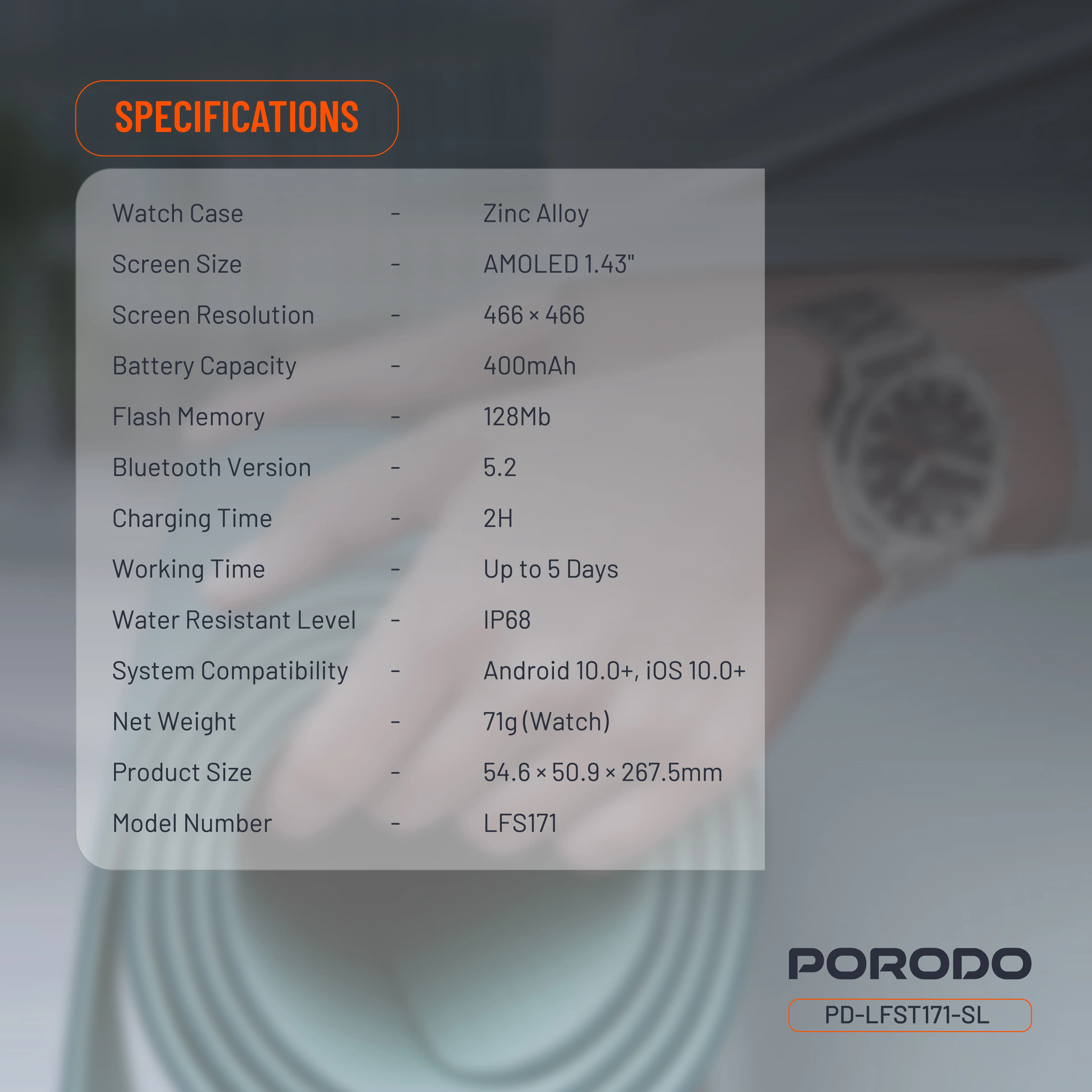 ساعت هوشمند Porodo Chrono PDLFST171