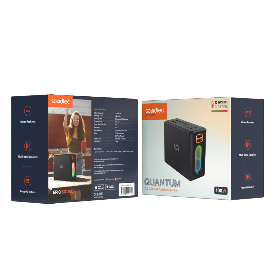 اسپیکر قابل حمل ۲.۲ کاناله Porodo Soundtec QUANTUM