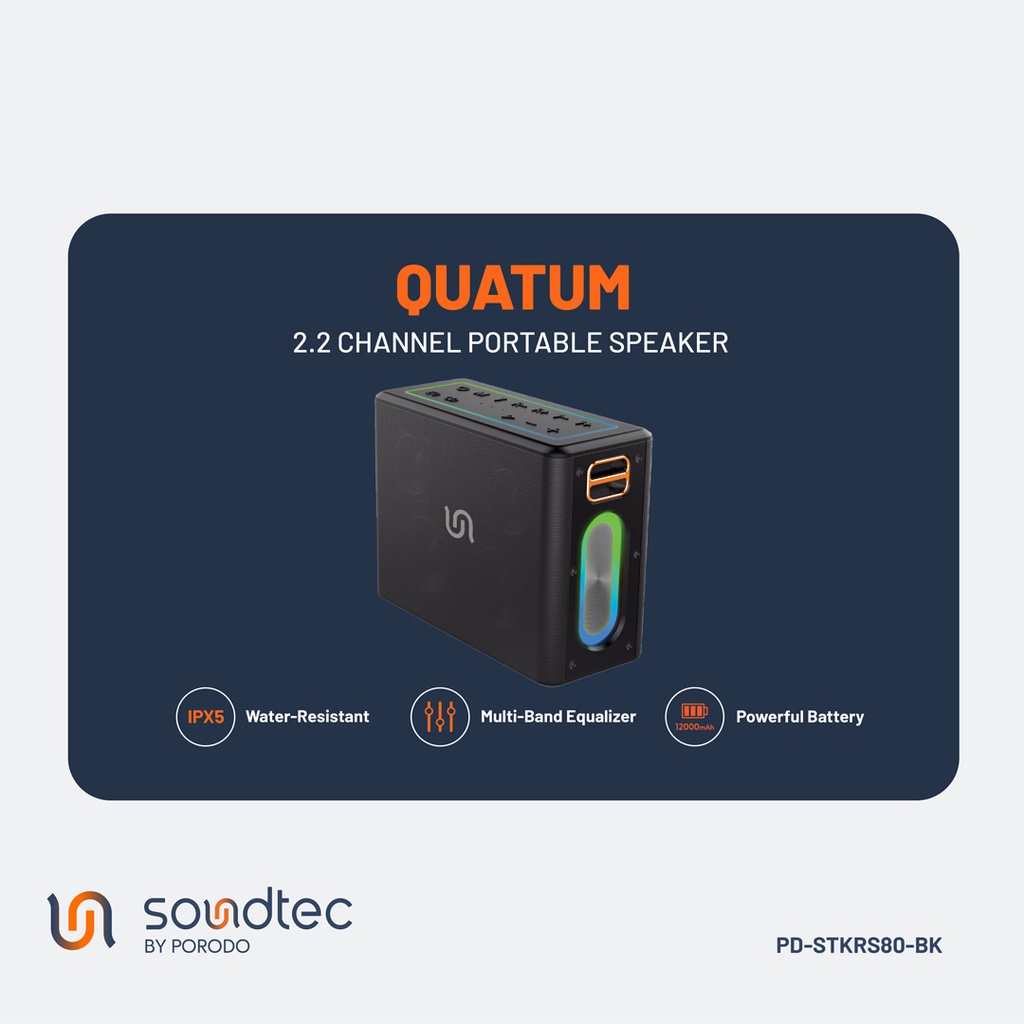اسپیکر قابل حمل ۲.۲ کاناله Porodo Soundtec QUANTUM