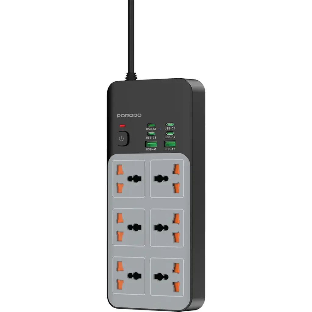 چند راهی برق هوشمند Porodo PDFWCH100 6AC 3000W