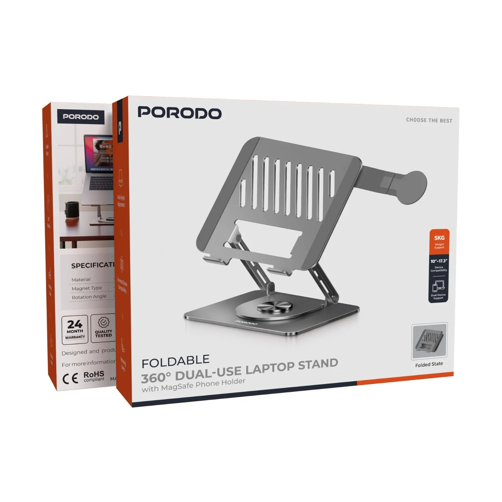 استند لپتاپ و موبایل ۳۶۰ درجه Porodo PDLSM360DK