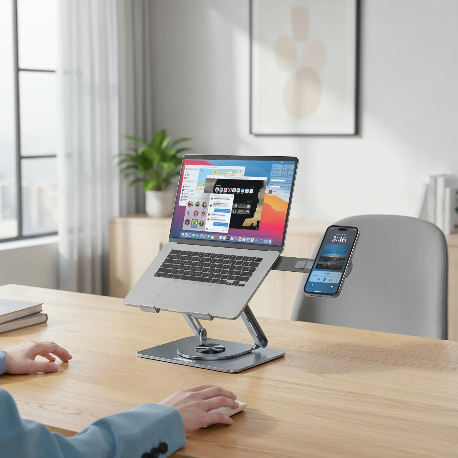 استند لپتاپ و موبایل ۳۶۰ درجه Porodo PDLSM360DK