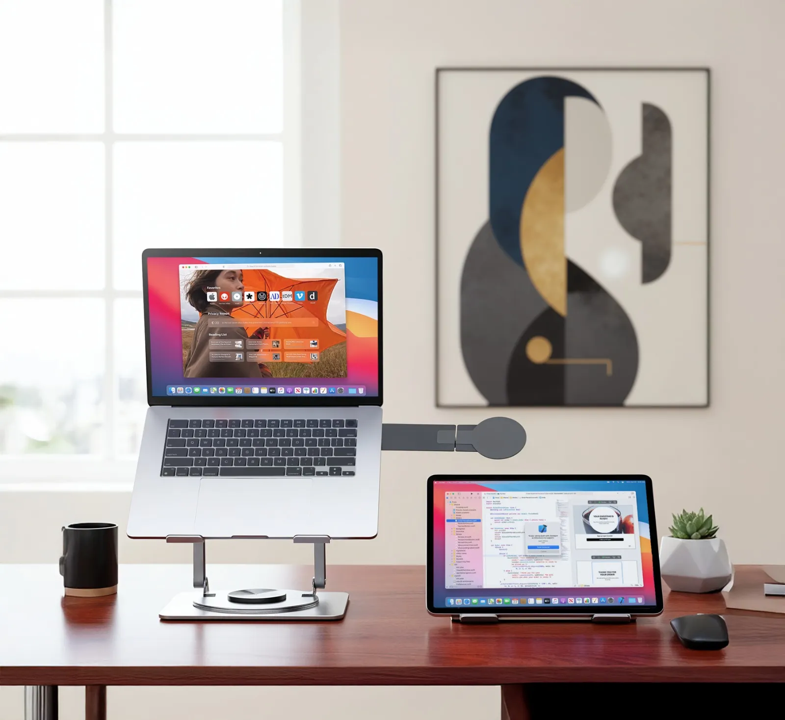 استند لپتاپ و موبایل ۳۶۰ درجه Porodo PDLSM360DK