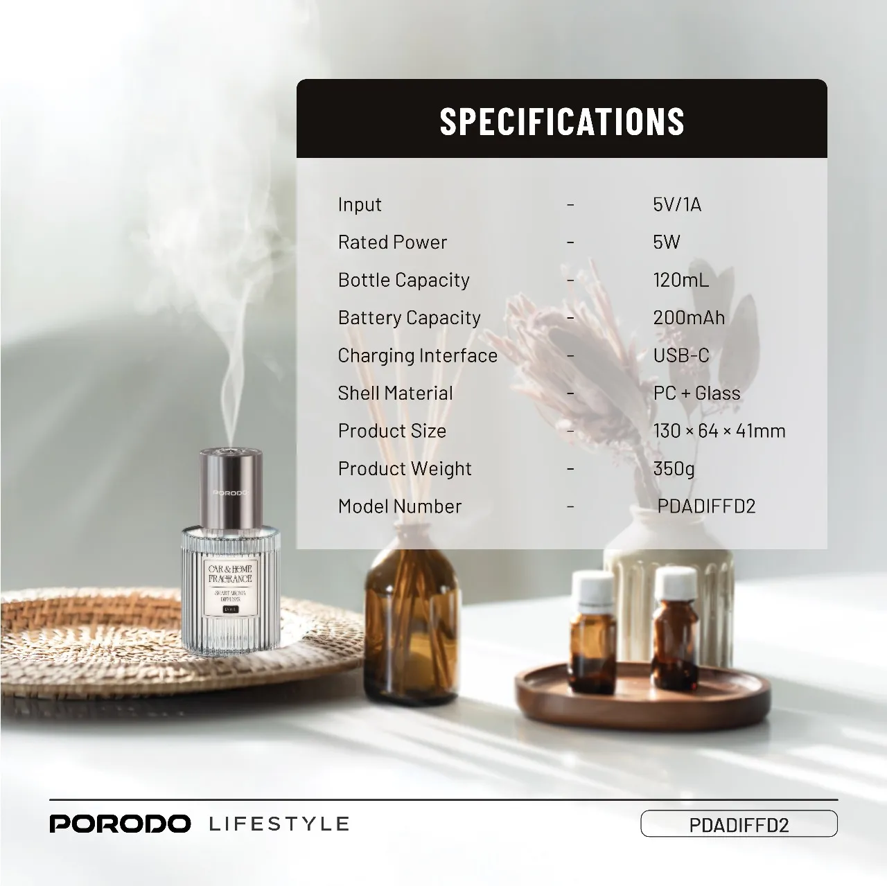 پخش کننده عطر هوشمند Porodo Lifestyle Grasse PDADIFFD2