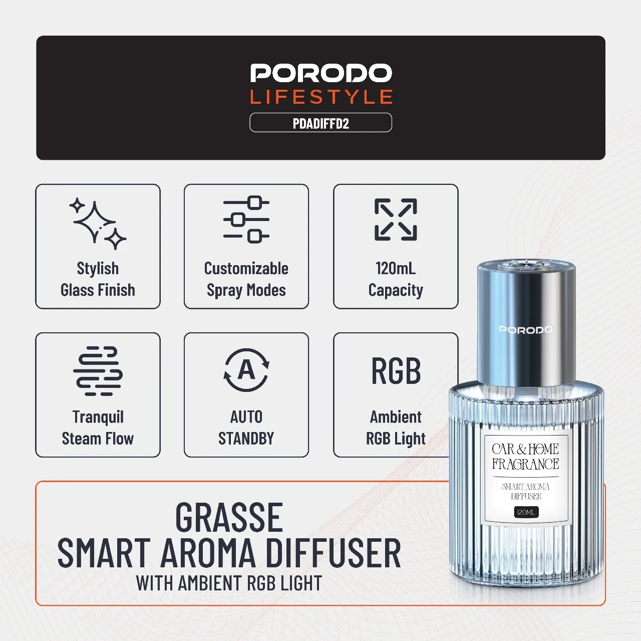 پخش کننده عطر هوشمند Porodo Lifestyle Grasse PDADIFFD2