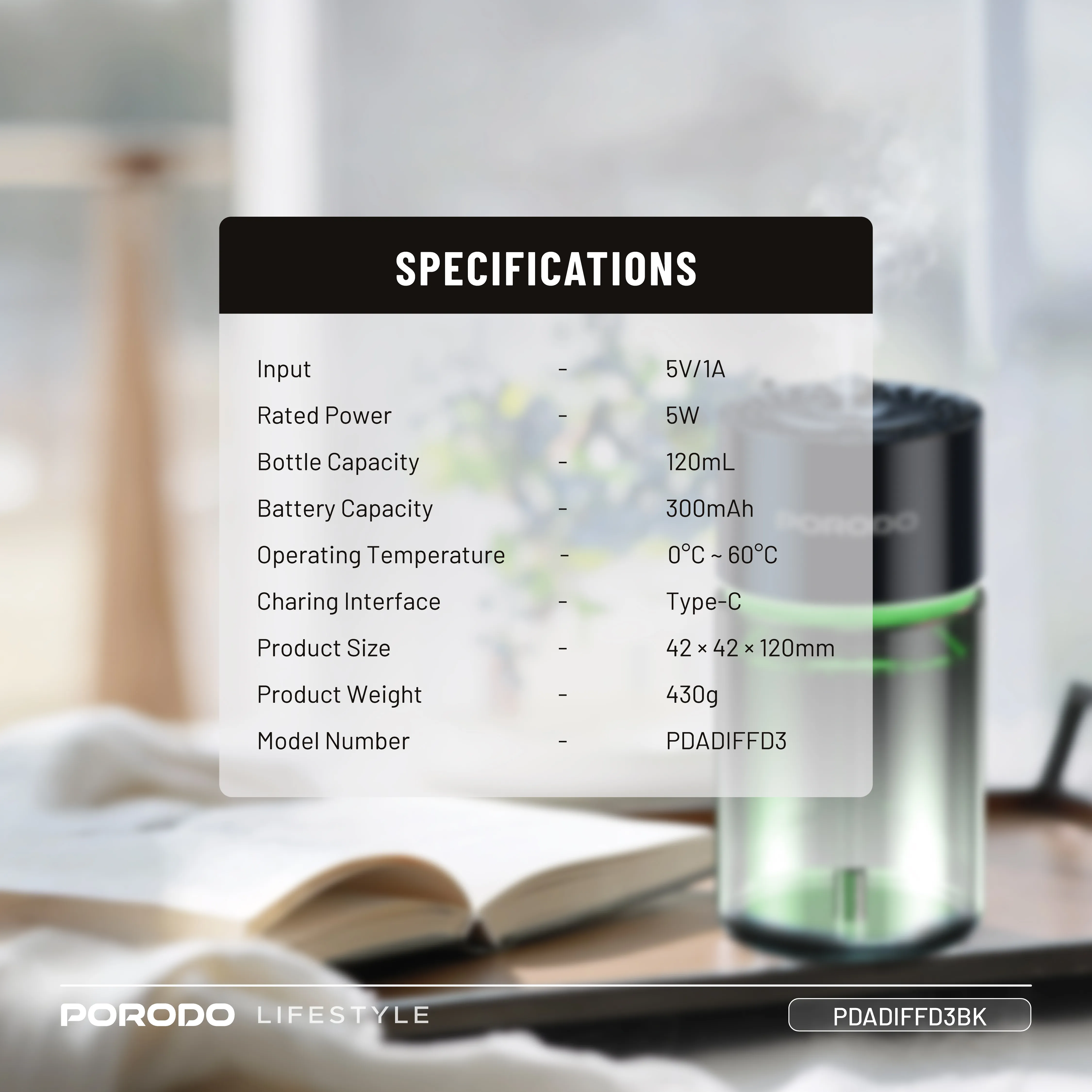 پخش کننده عطر هوشمند Porodo Lifestyle Valencia PDADIFFD3