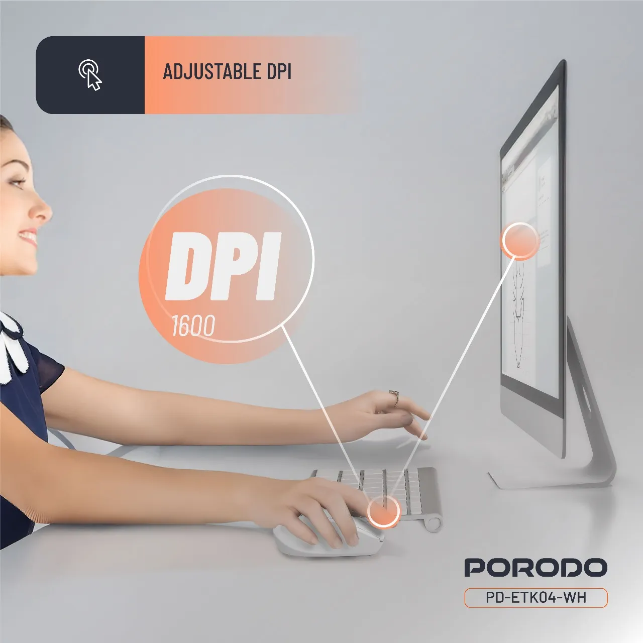 موس سایلنت بیسیم دو حالته Porodo PD-ETK04