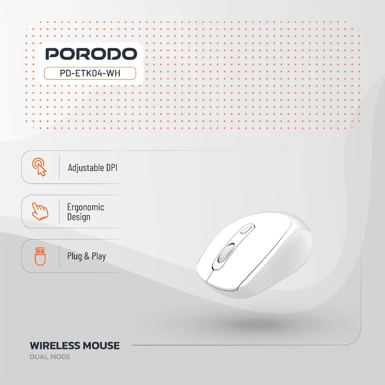 موس سایلنت بیسیم دو حالته Porodo PD-ETK04