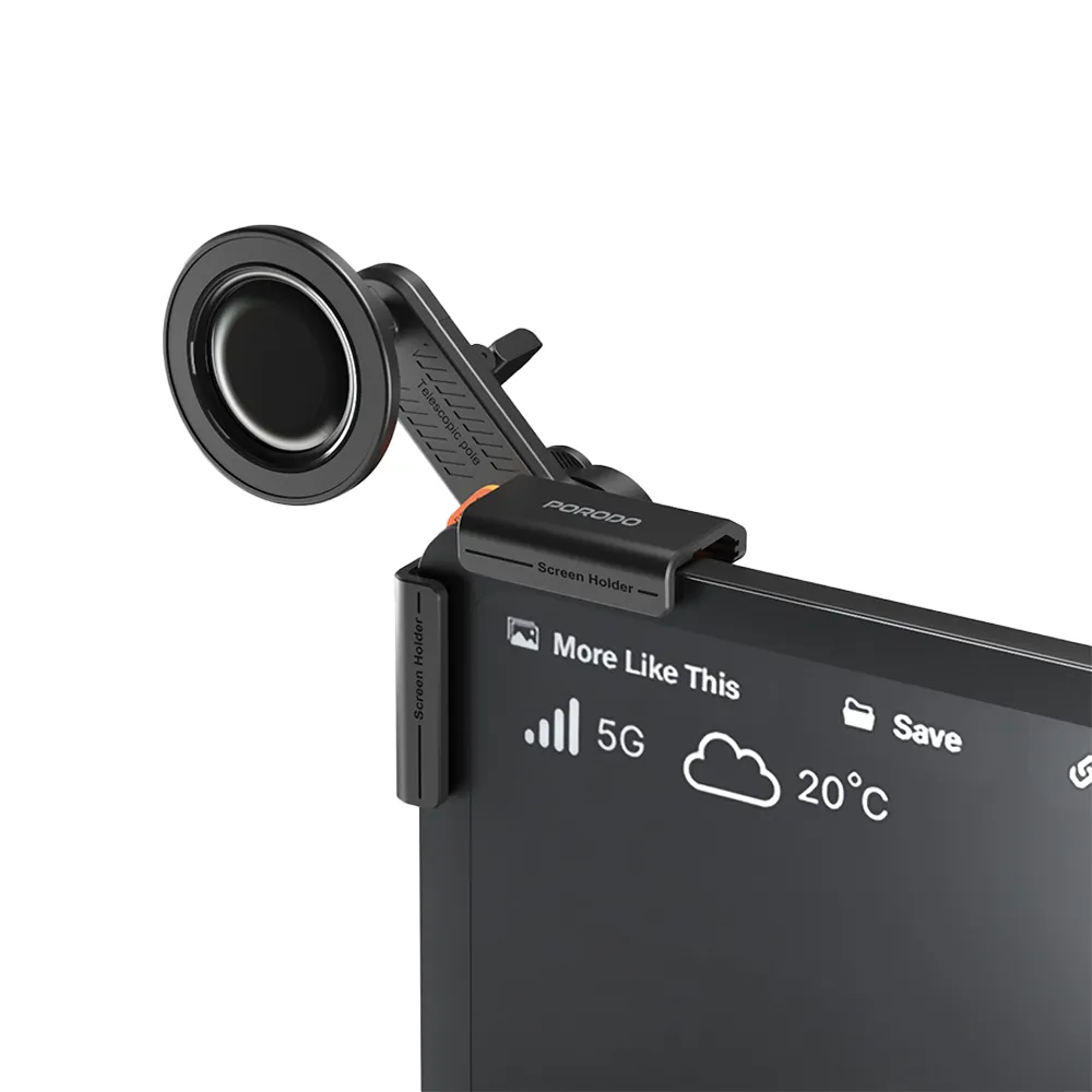 نگهدارنده گوشی بغل مانیتور ماشین و لپتاپ مگ سیف Porodo Clavomag PDRLX16BK 360°
