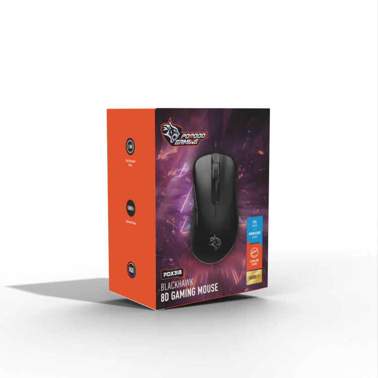 موس گیمینگ باسیم Porodo Gaming BlackHawk PDX318