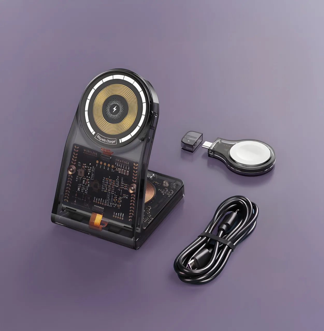 پایه شارژ رومیزی بیسیم شفاف Porodo PD-FWCH062