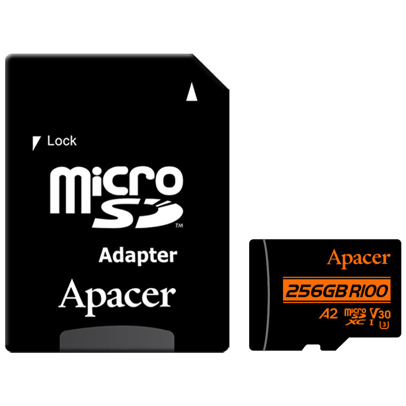 رم میکرو 256 گیگ اپیسر Apacer Rioo A2 V30 U3 C10 100MB/s + خشاب