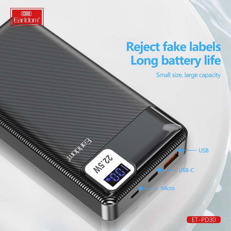 پاور بانک 20000 فست شارژ ارلدام Earldom ET-PD30 22.5W