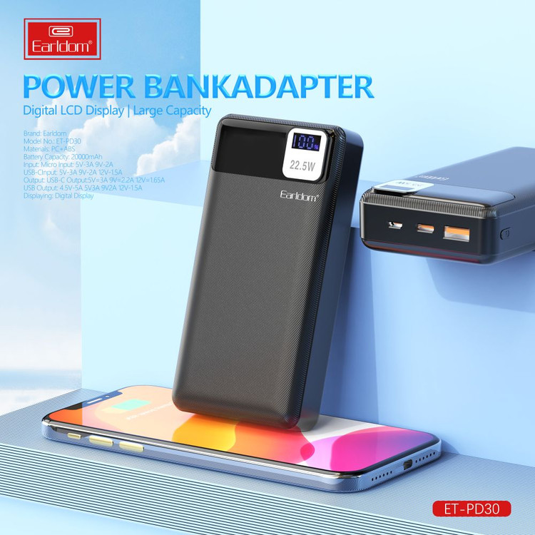 پاور بانک 20000 فست شارژ ارلدام Earldom ET-PD30 22.5W