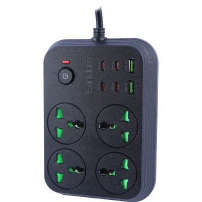 چند راهی 4 خانه ارلدام ES-SC30 با کابل 1.85 متری + شارژر USB و Type-C