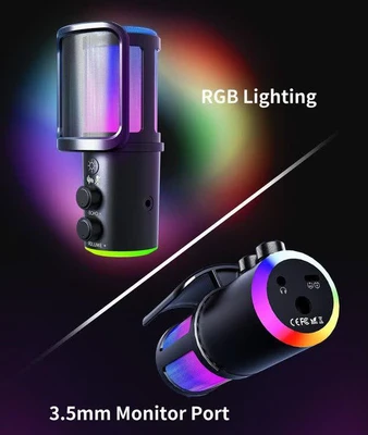 میکروفون گیمینگ کاندنسر یو اس بی اونیکوما مدل M530 RGB با دکمه چند منظوره و قابلیت مانیتورینگ